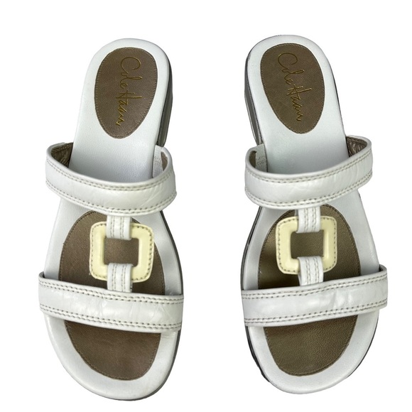 Cole Haan Wedge Slides White Sandal Womens Size 7.5 - Picture 4 of 13